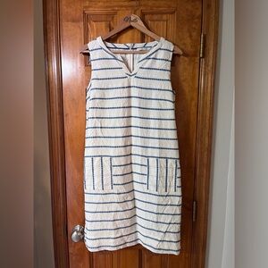 Boden White and Blue Striped Shift Dress
